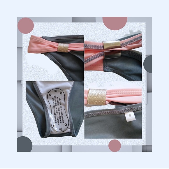 Grey & Coral w/ Silver Accents Low Waist Bikini - Picture 9 of 10